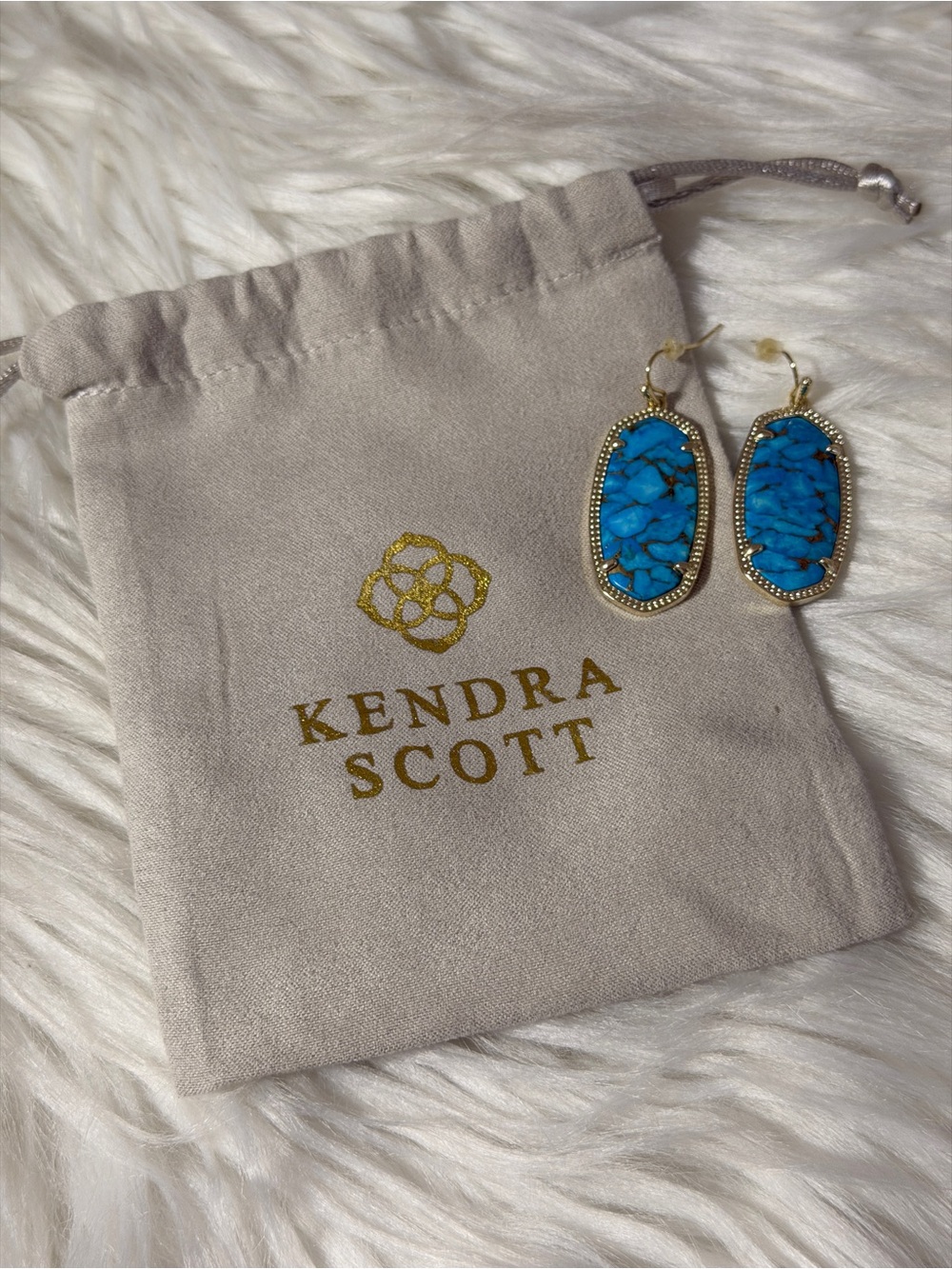 Kendra Scott Elle Gold Drop Earrings in Bronze Veined Turquoise Magnesite